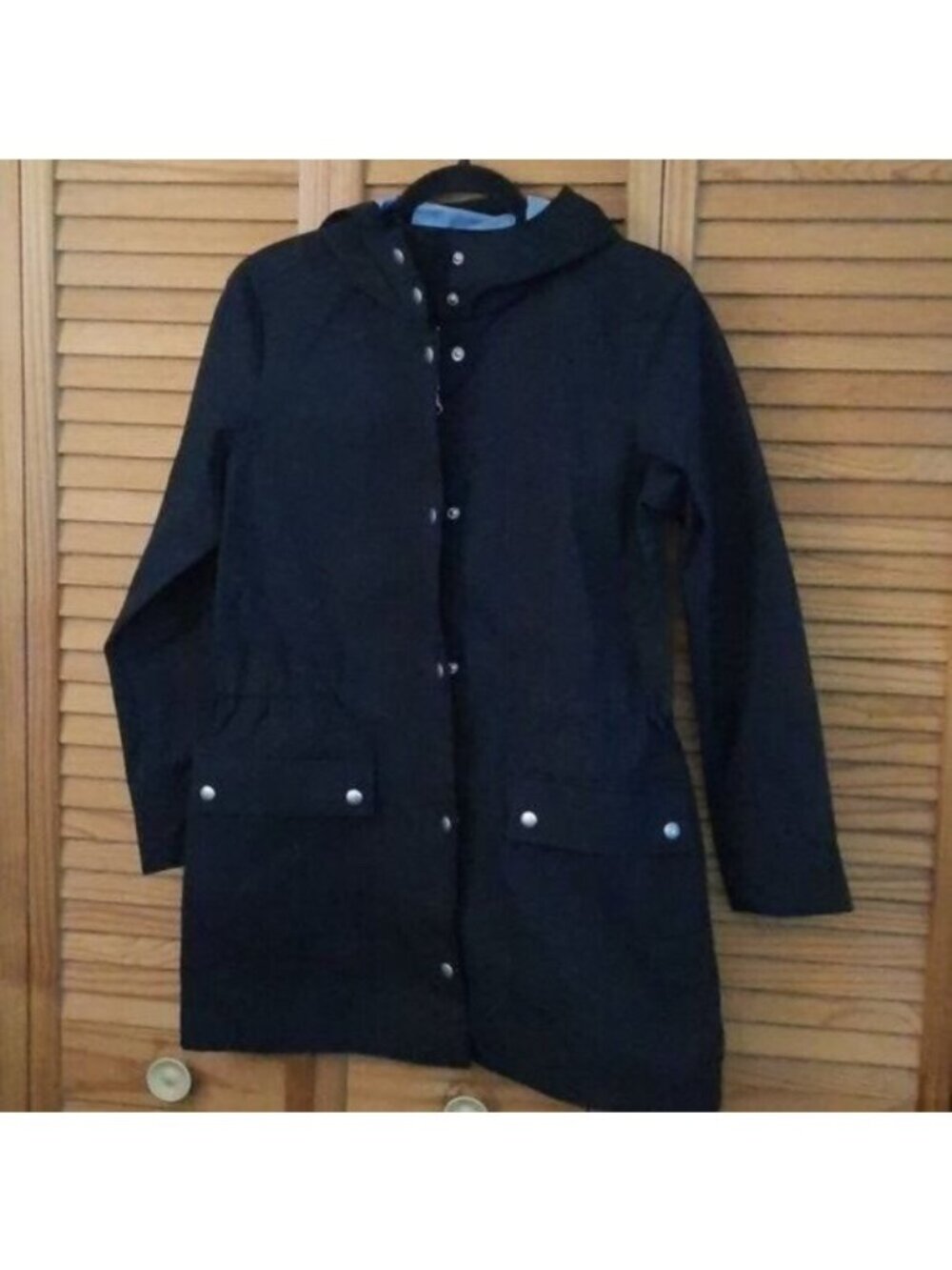J. Crew Re-Imagined Black Waterproof Hooded Zip Snap Anorka Parka Jacket Size XS